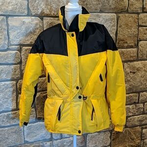 Ski Gear Womens Small Jacket Yellow and Black Zip Up Winter Coat